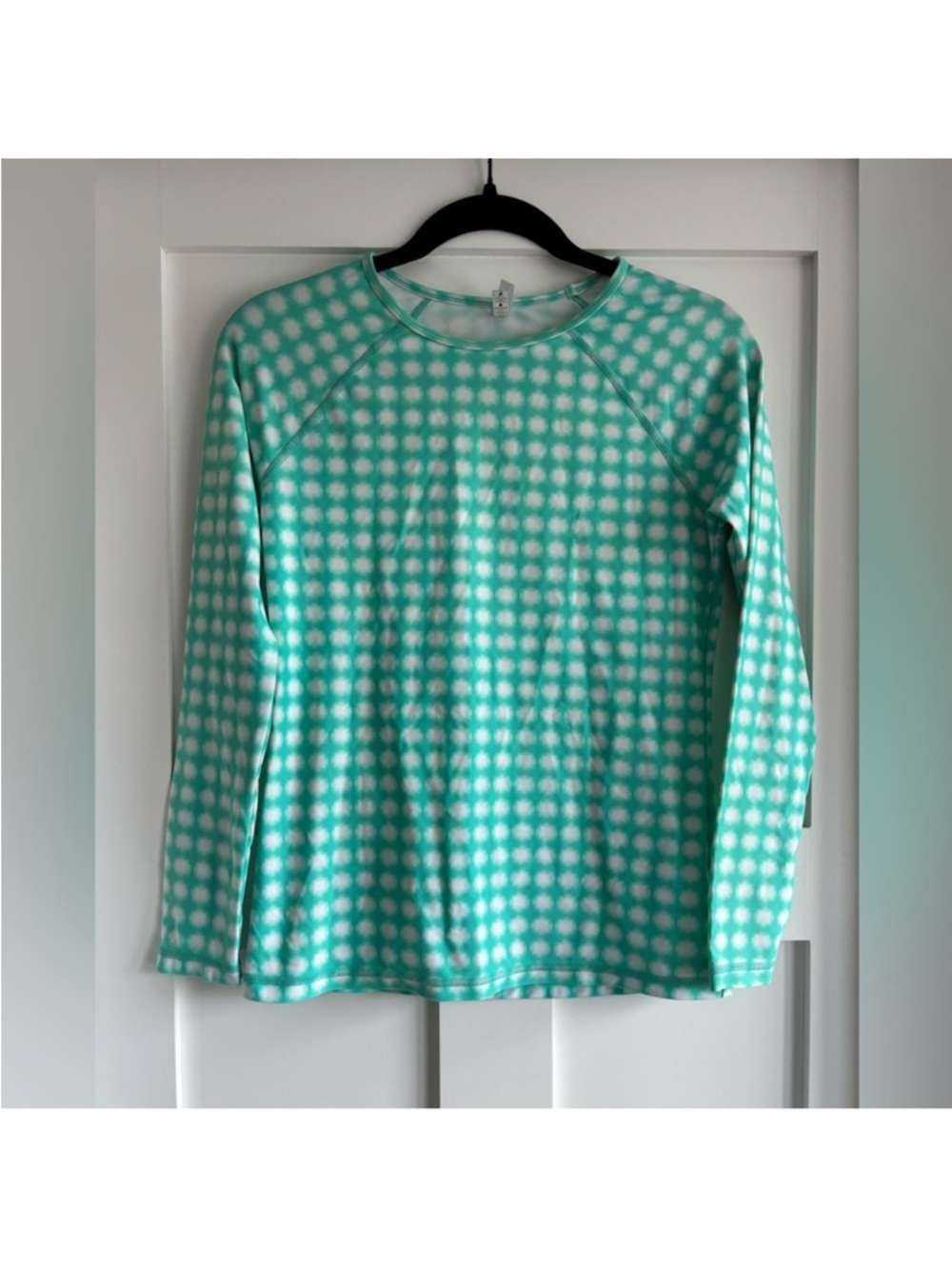 Vineyard Vines Rashguard Green Gingham/Polka Dot Swim Long Sleeve Top. Small.